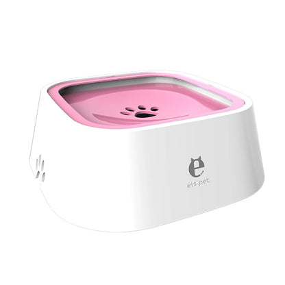 Pink Dog Drinking Pet Floating Water Bowl