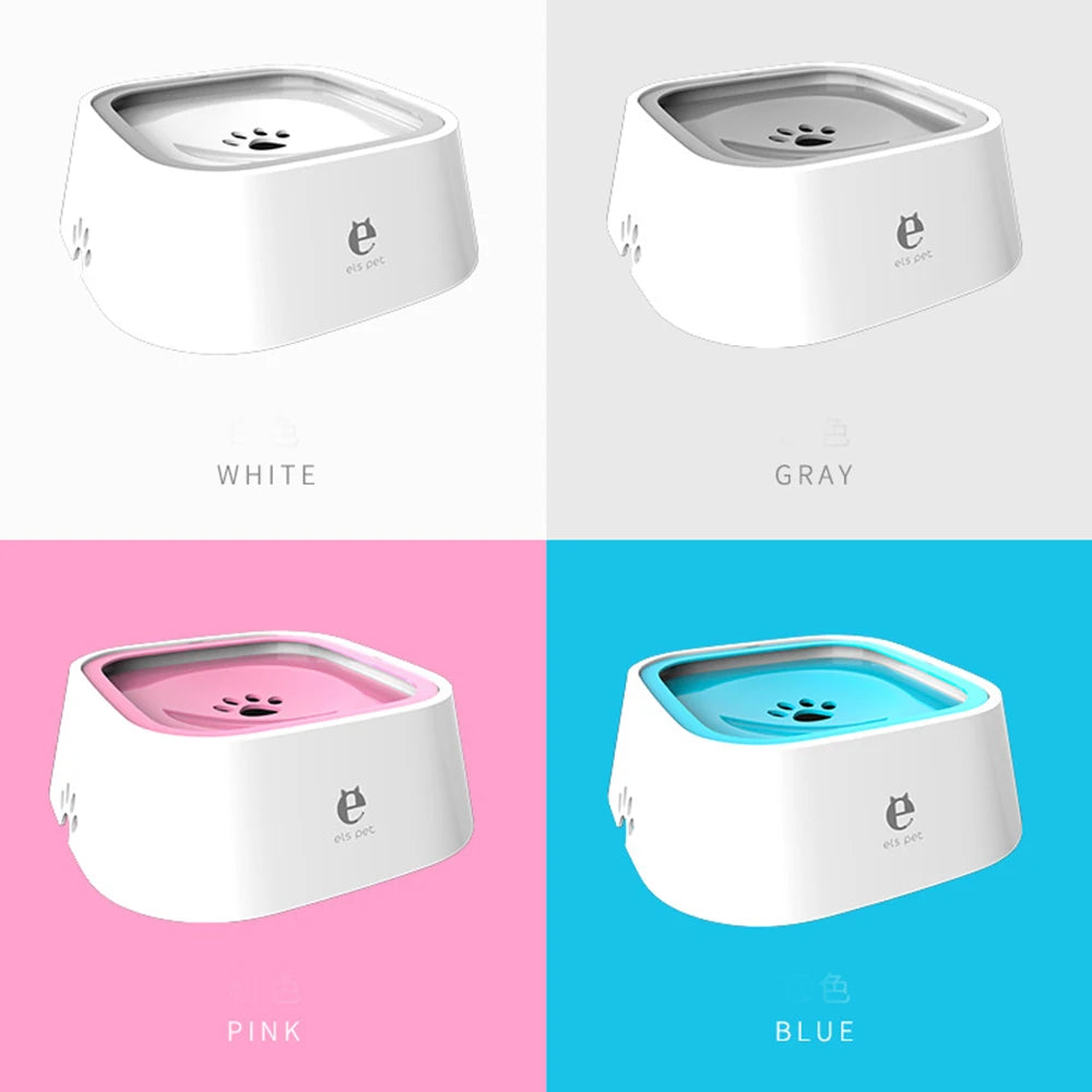 White Gray Pink and Blue Dog Bowls